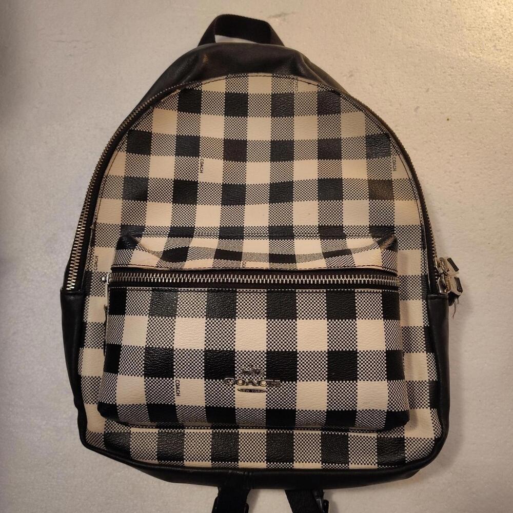 Coach Medium Charlie Backpack With Gingham Print - (F) 38949